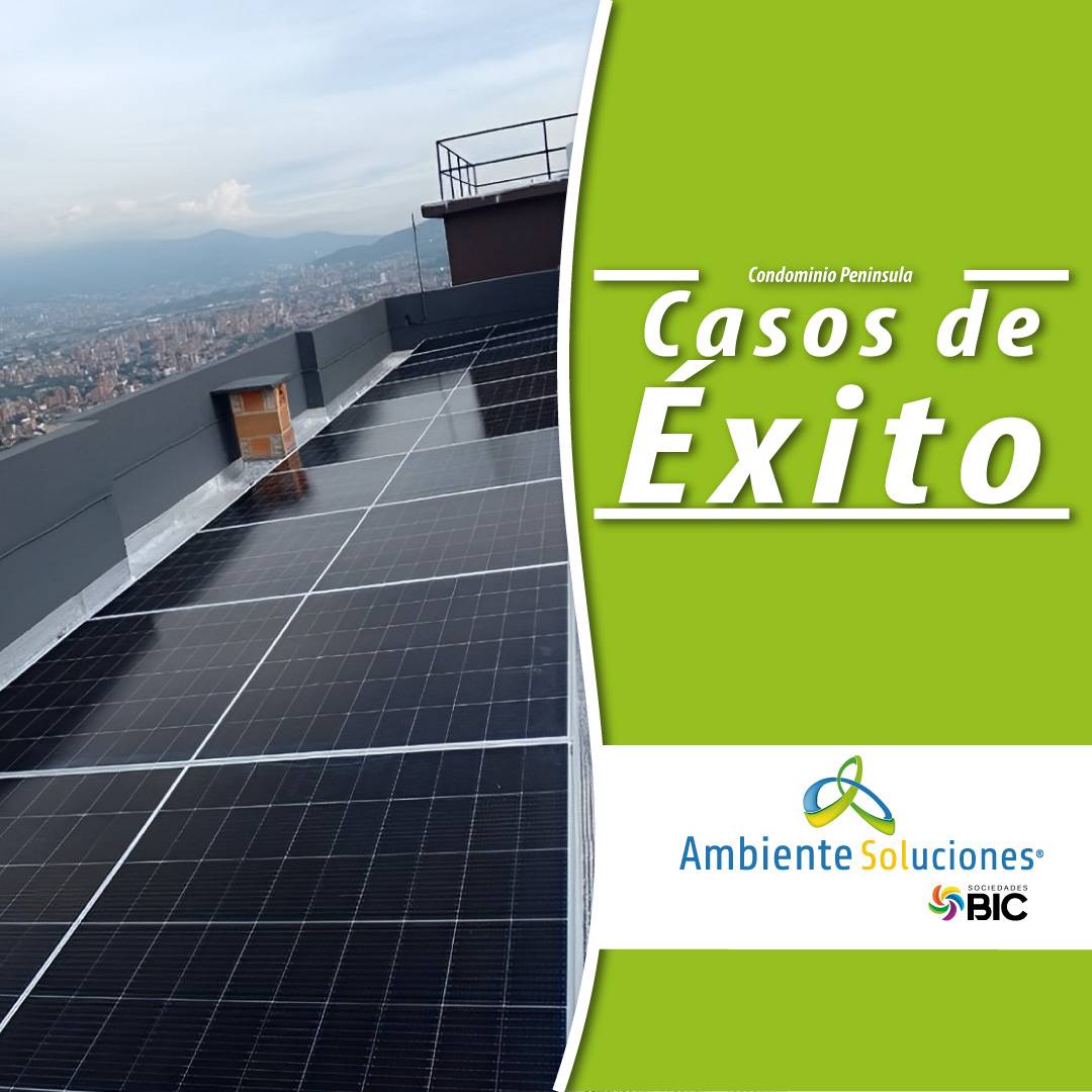 Sistema solar conectado a la red en Península Condominio, Medellín, Antioquia.