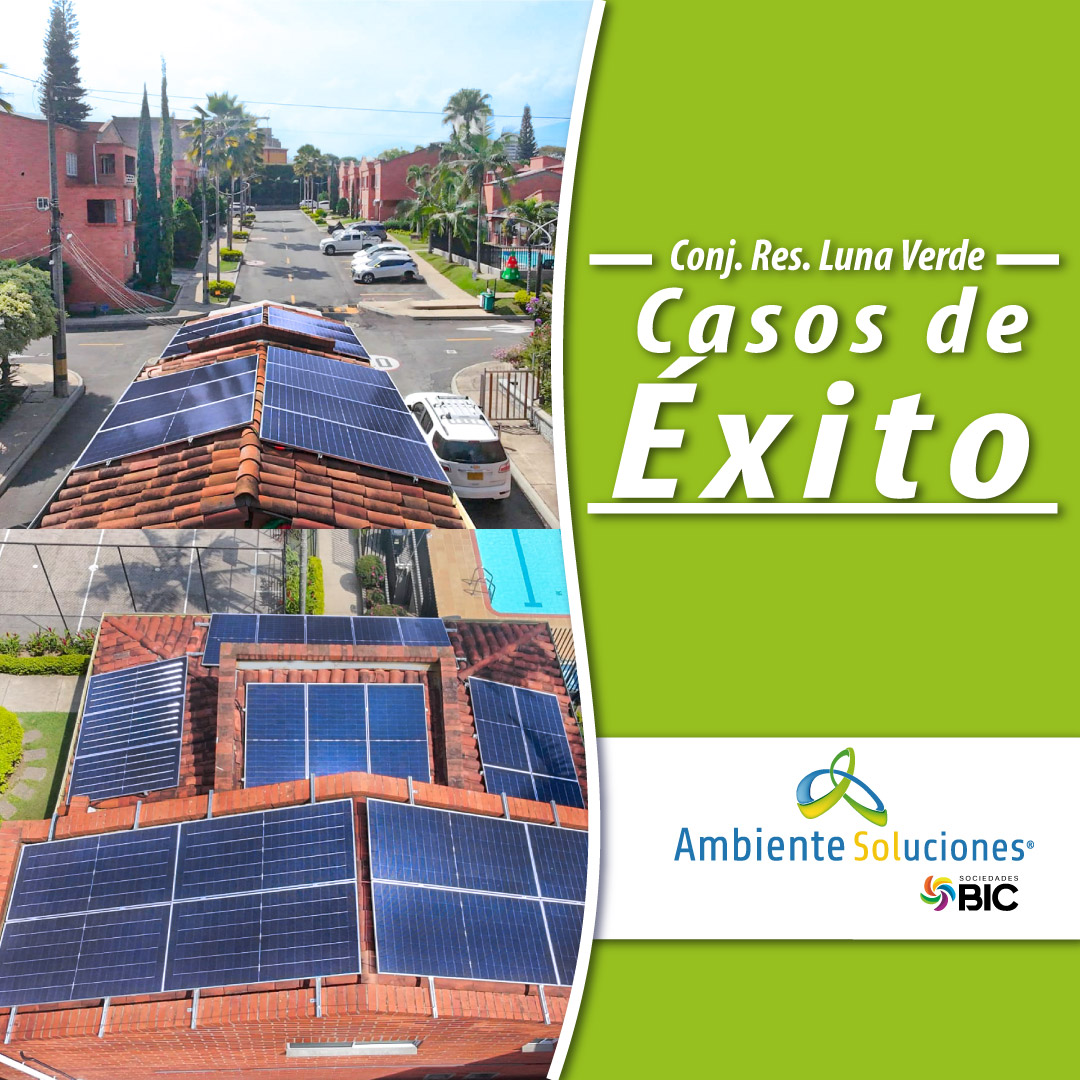 Sistema solar conectado a la red en el Conjunto Residencial Luna Verde, Envigado, Antioquia.